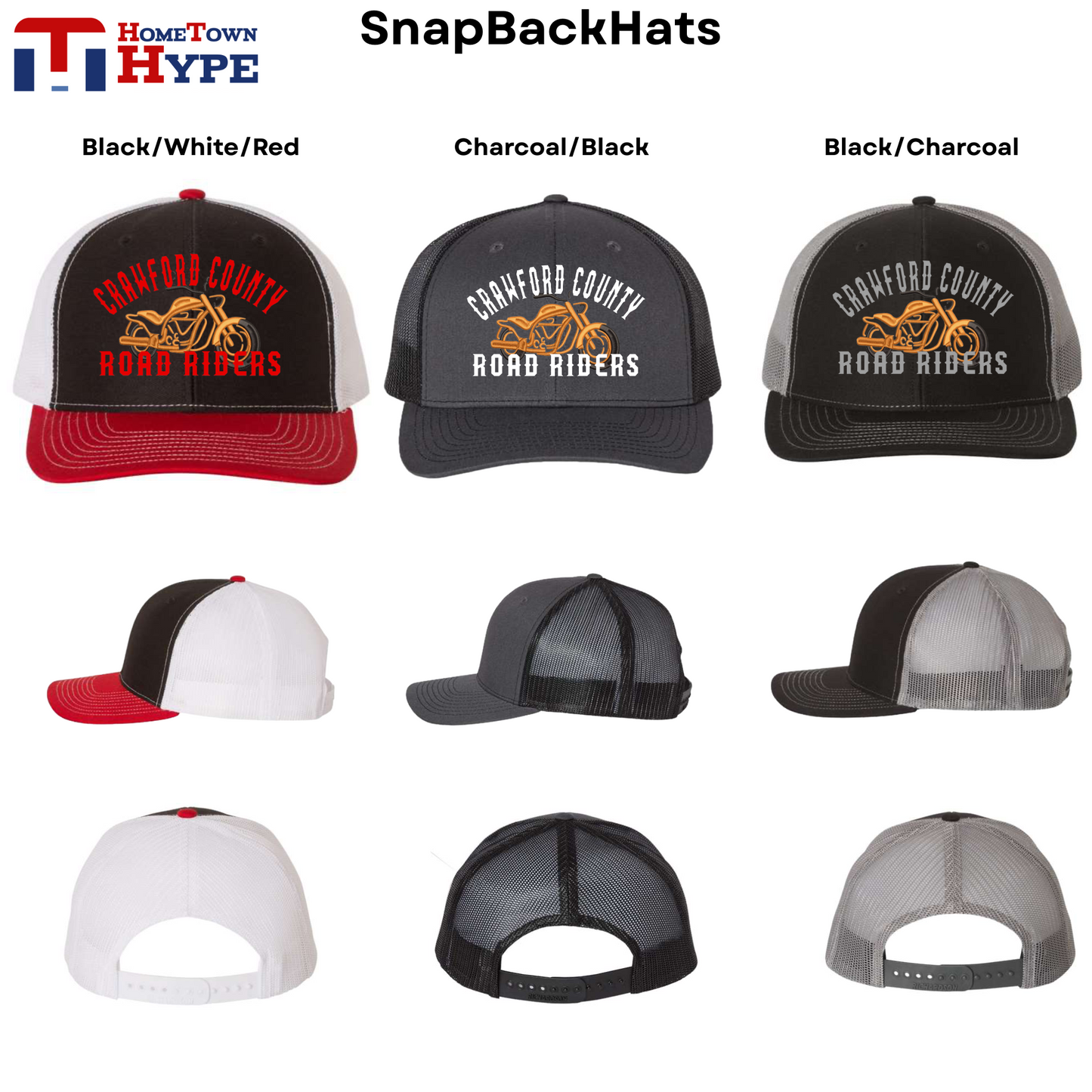 Embroidered Snapback Hats - Road Riders