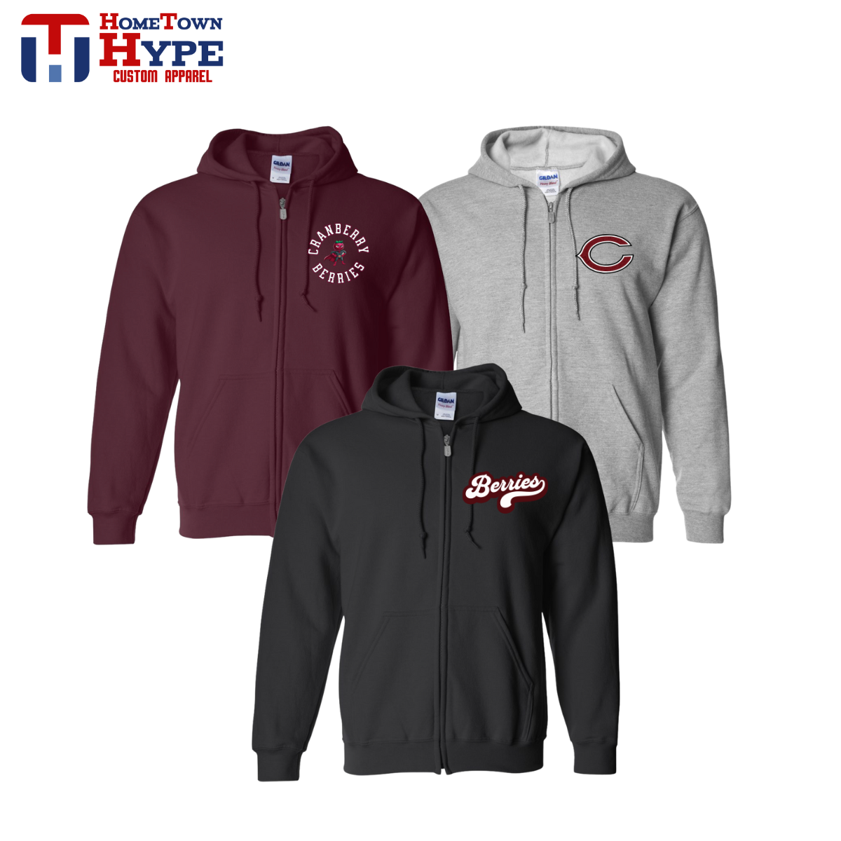 Full Zip Hoodie - Cranberry Berries