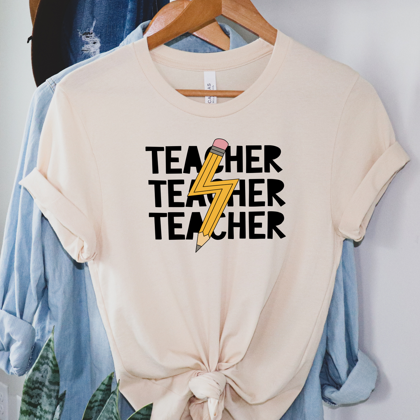 DTF Transfer - Teacher Pencil Lightening Bolt