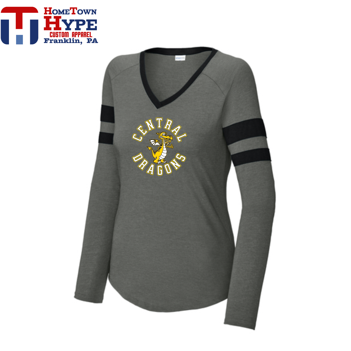 Women's Long Sleeve V-Neck Tee - Central Elementary