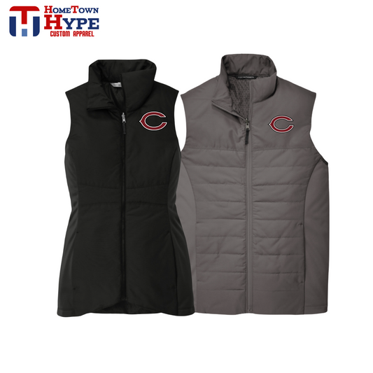 Insulated Embroidered Vest - Cranberry Berries