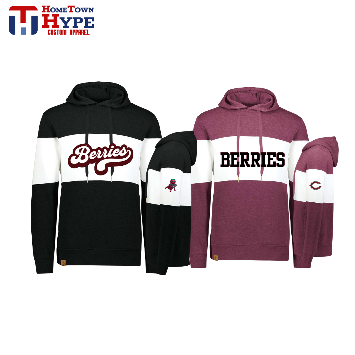 All American Color Block Hoodie - Cranberry Berries