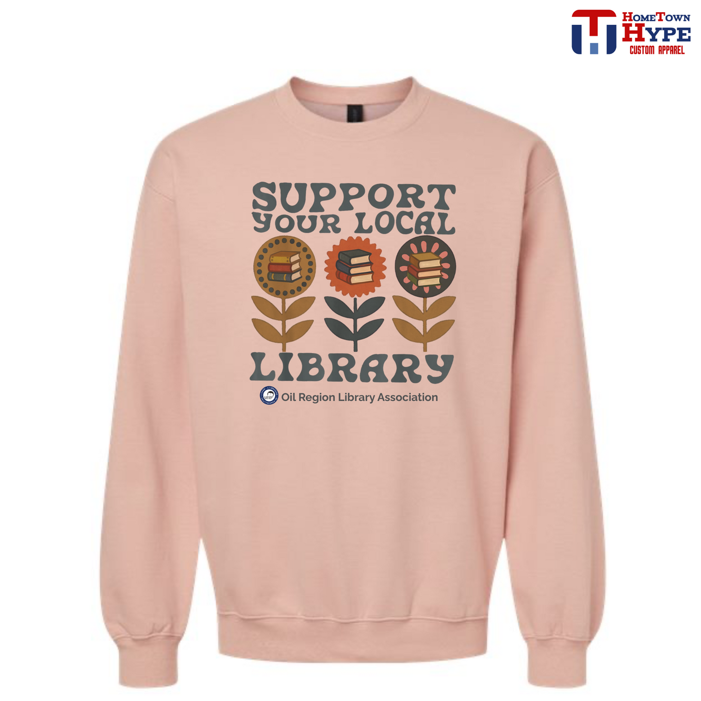 Crewneck Sweatshirt Rose - Oil Region Library Association