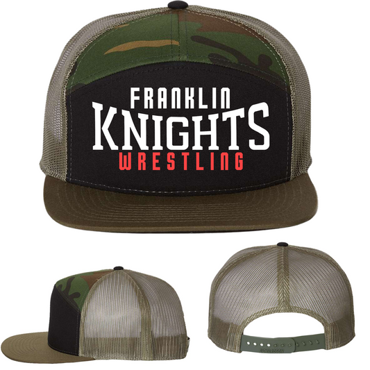 Embroidered 7 Panel Snapback Hats - Franklin Wrestling 2023