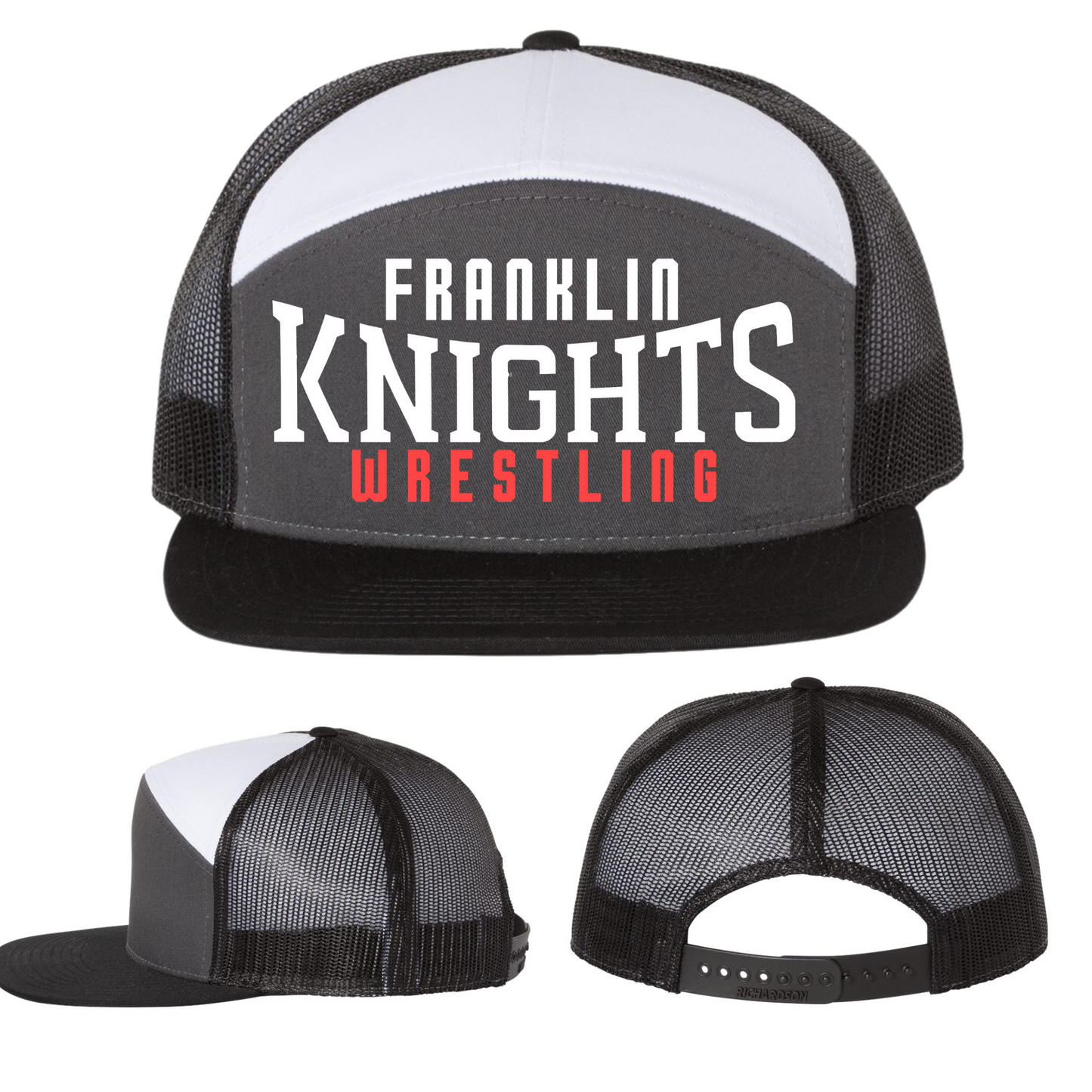 Embroidered 7 Panel Snapback Hats - Franklin Wrestling 2023