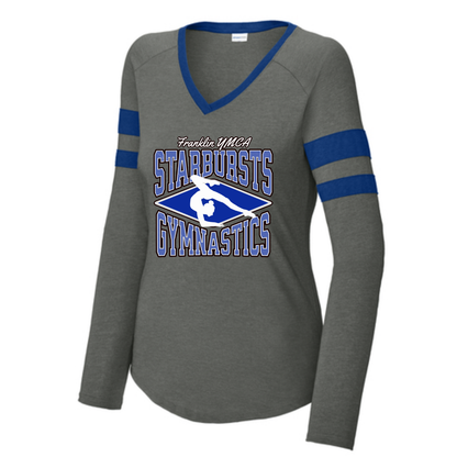 Women's Halftime Stripe Long Sleeve V-Neck Tee - Franklin Starbursts