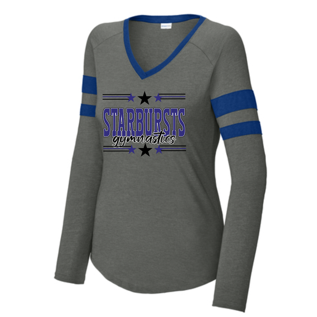 Women's Halftime Stripe Long Sleeve V-Neck Tee - Franklin Starbursts