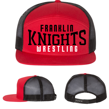 Embroidered 7 Panel Snapback Hats - Franklin Wrestling 2023