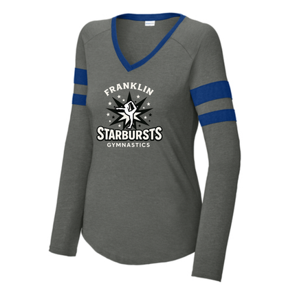 Women's Halftime Stripe Long Sleeve V-Neck Tee - Franklin Starbursts