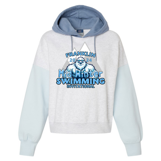 Women's Crop ColorBlock Hoodie - Mid-Winter Swimming Invitational