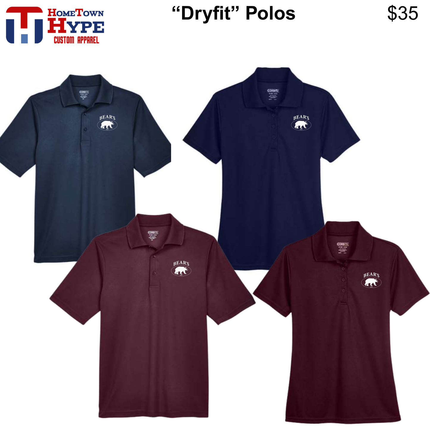"Dryfit" embroidered Polos - Bears Furniture