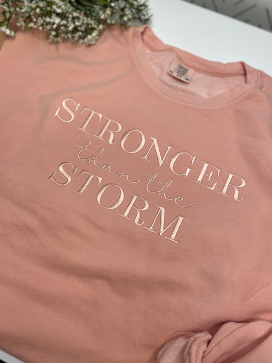 Stronger than the Storm Embroidered Crewneck