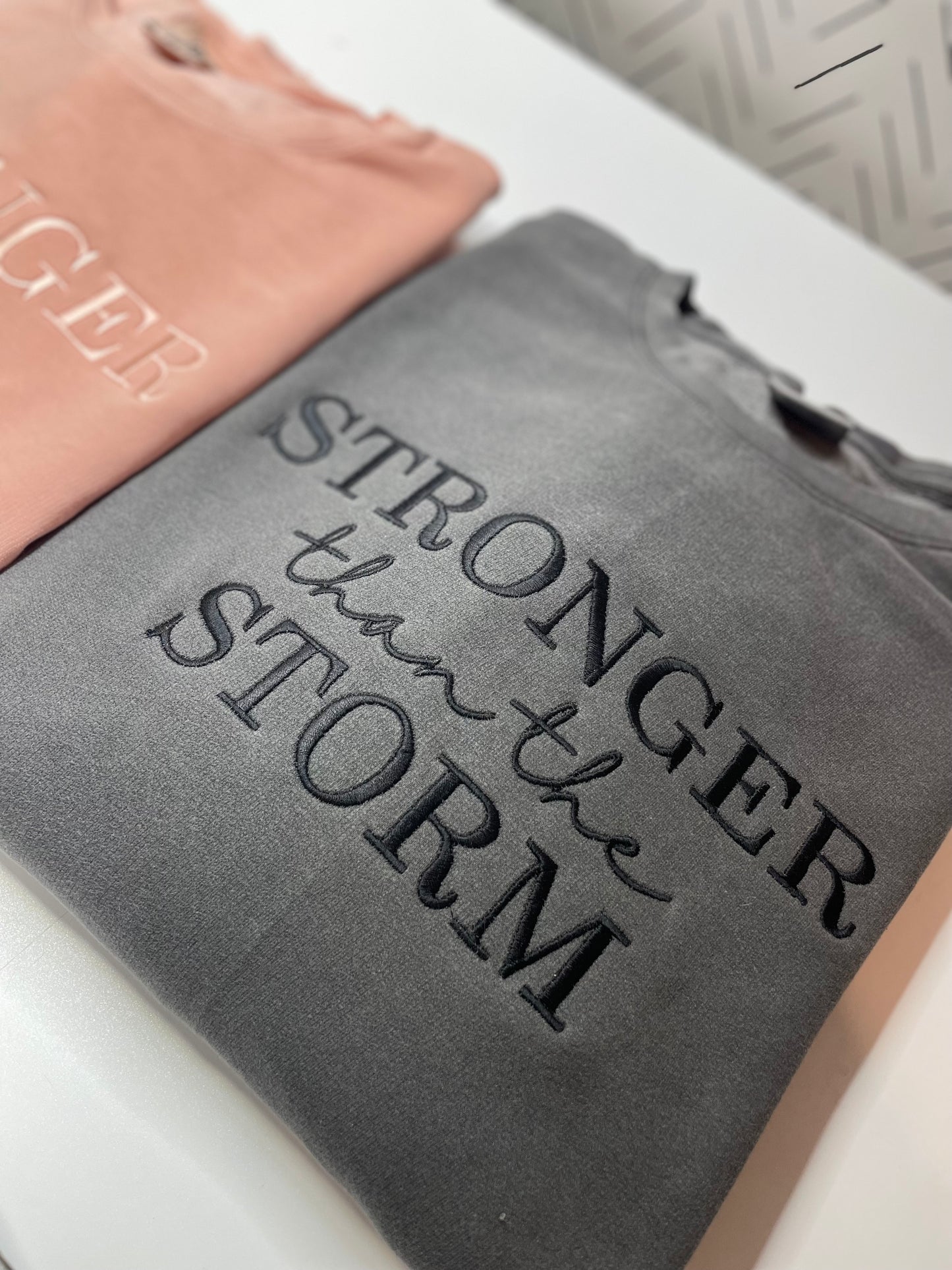 Stronger than the Storm Embroidered Crewneck