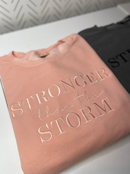 Stronger than the Storm Embroidered Crewneck