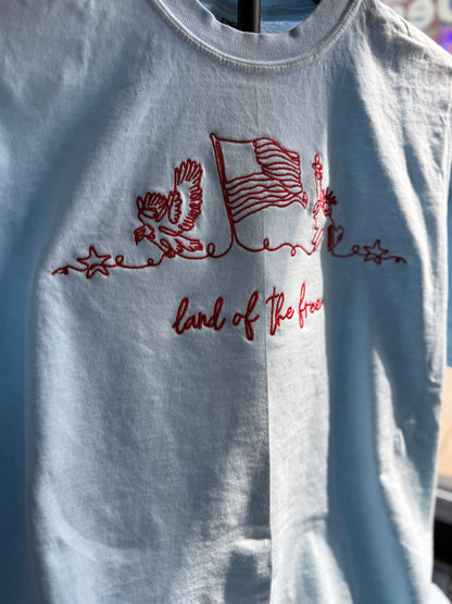 Land of the Free - Embroidered Tee