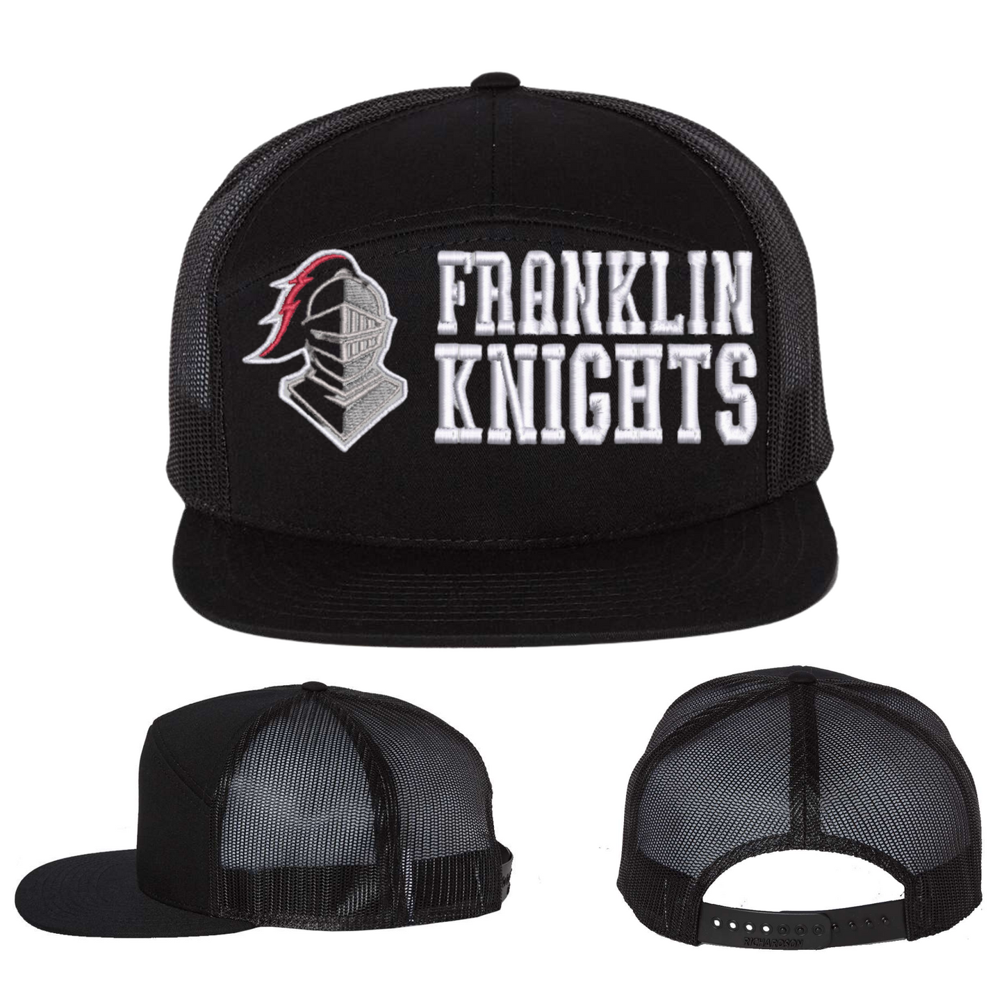 Embroidered 7 Panel Snapback Hats - Franklin Knights