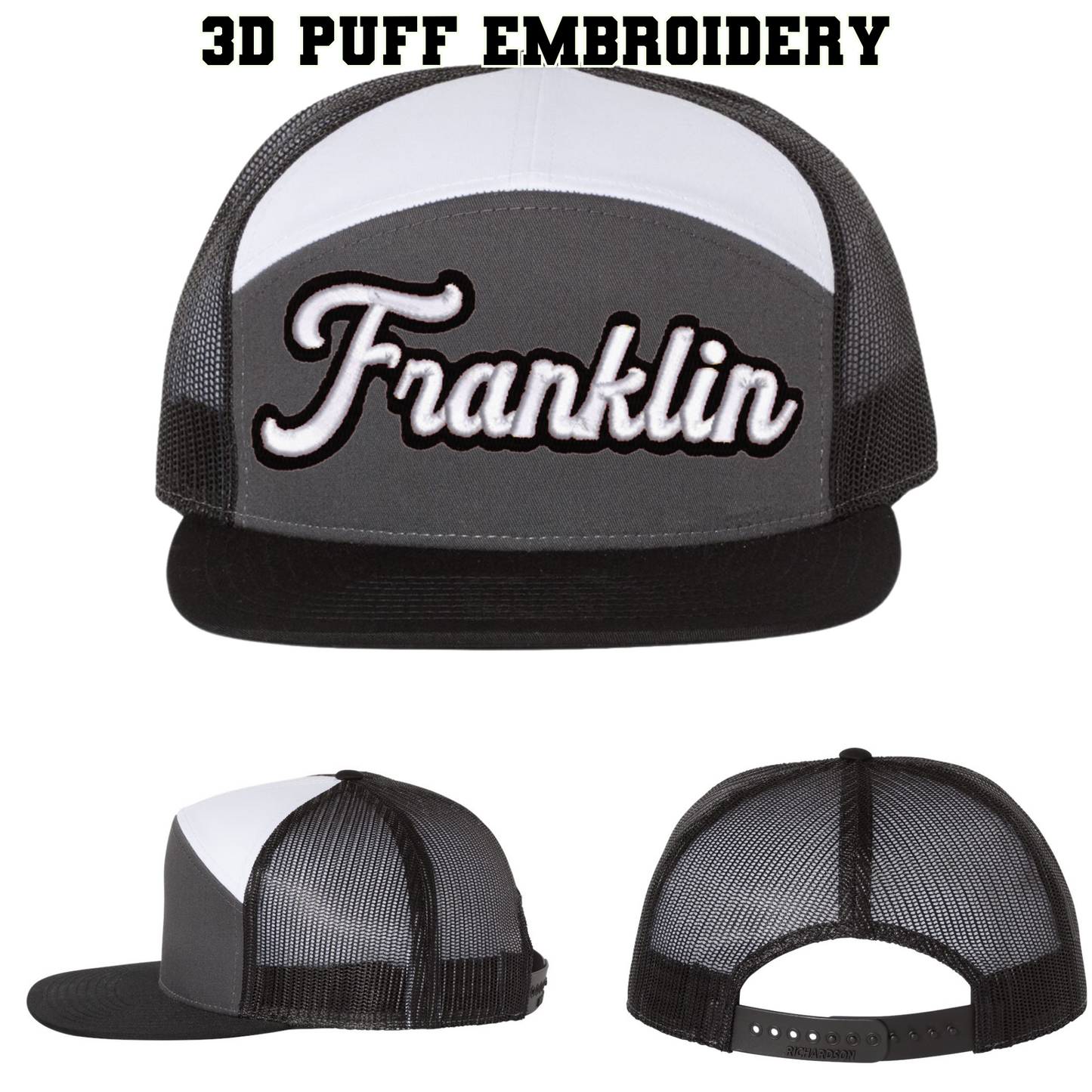 Embroidered 7 Panel Snapback Hats - Franklin Knights