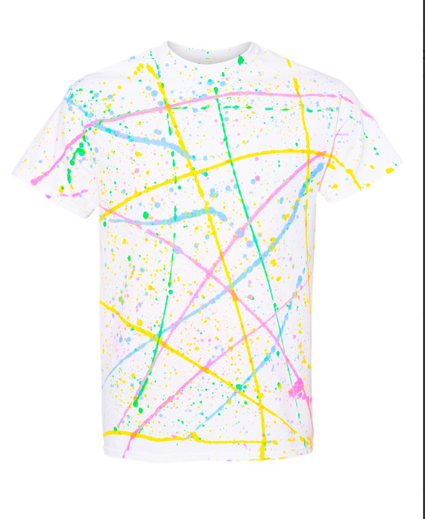 Splatter T-Shirt - White/Rainbow